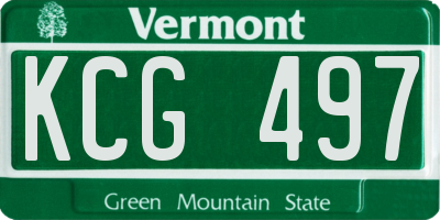 VT license plate KCG497