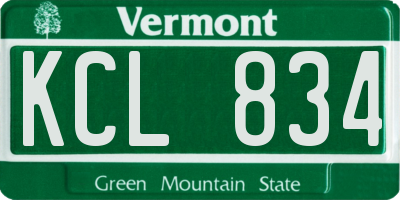 VT license plate KCL834