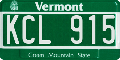 VT license plate KCL915