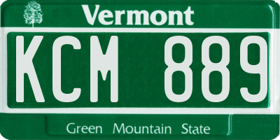 VT license plate KCM889