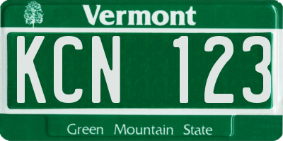 VT license plate KCN123