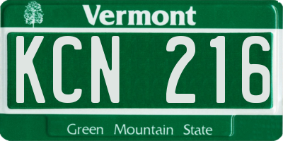 VT license plate KCN216