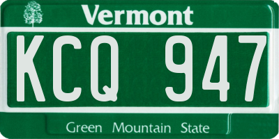 VT license plate KCQ947