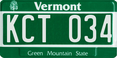 VT license plate KCT034