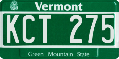 VT license plate KCT275