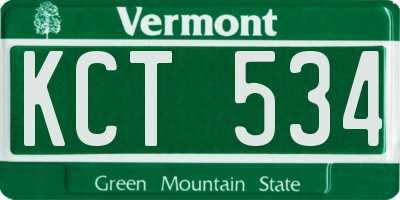 VT license plate KCT534