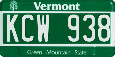 VT license plate KCW938