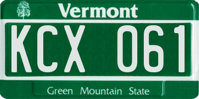 VT license plate KCX061