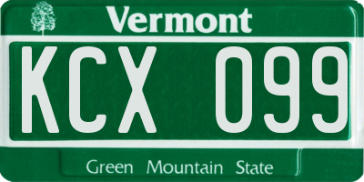 VT license plate KCX099