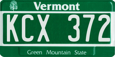 VT license plate KCX372