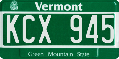 VT license plate KCX945