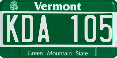VT license plate KDA105