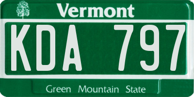 VT license plate KDA797