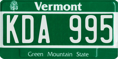 VT license plate KDA995