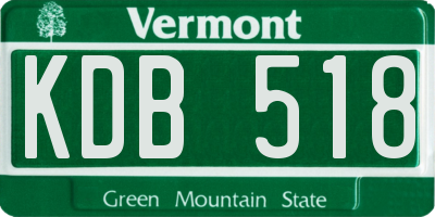 VT license plate KDB518