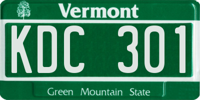 VT license plate KDC301