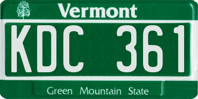VT license plate KDC361