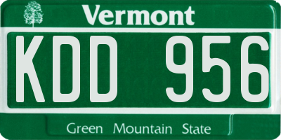 VT license plate KDD956