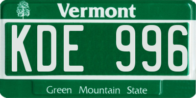 VT license plate KDE996