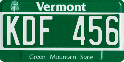 VT license plate KDF456