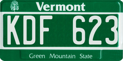 VT license plate KDF623