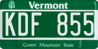 VT license plate KDF855