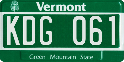 VT license plate KDG061