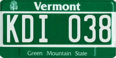 VT license plate KDI038