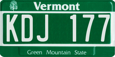 VT license plate KDJ177
