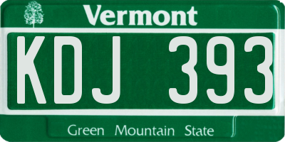 VT license plate KDJ393