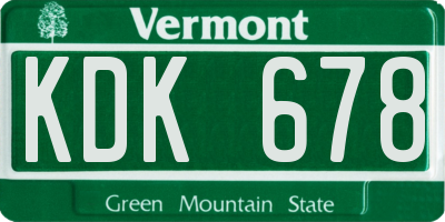 VT license plate KDK678