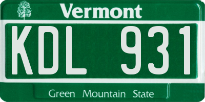 VT license plate KDL931