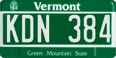 VT license plate KDN384