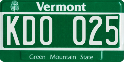 VT license plate KDO025