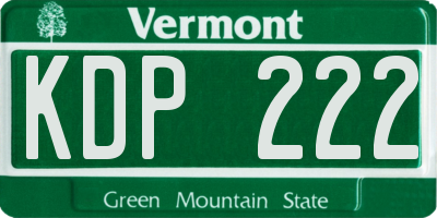 VT license plate KDP222