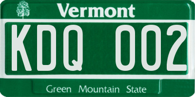 VT license plate KDQ002