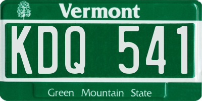 VT license plate KDQ541