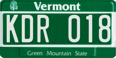 VT license plate KDR018