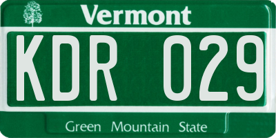 VT license plate KDR029