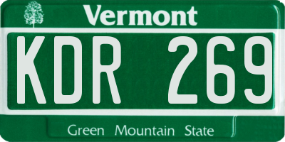 VT license plate KDR269