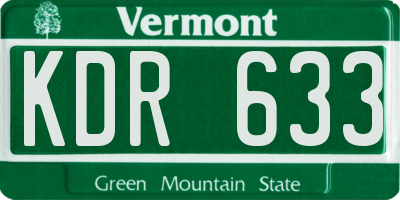 VT license plate KDR633