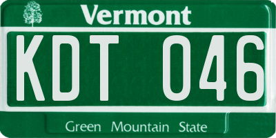 VT license plate KDT046
