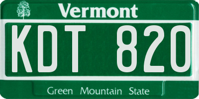 VT license plate KDT820