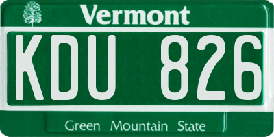 VT license plate KDU826