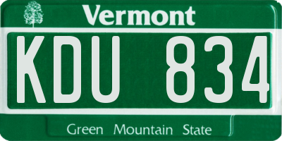 VT license plate KDU834