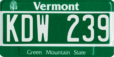 VT license plate KDW239