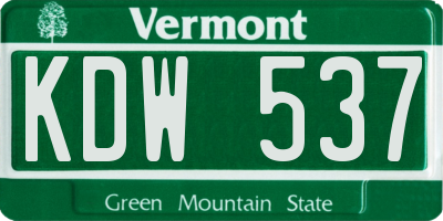 VT license plate KDW537