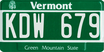 VT license plate KDW679