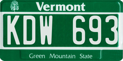 VT license plate KDW693