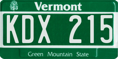 VT license plate KDX215